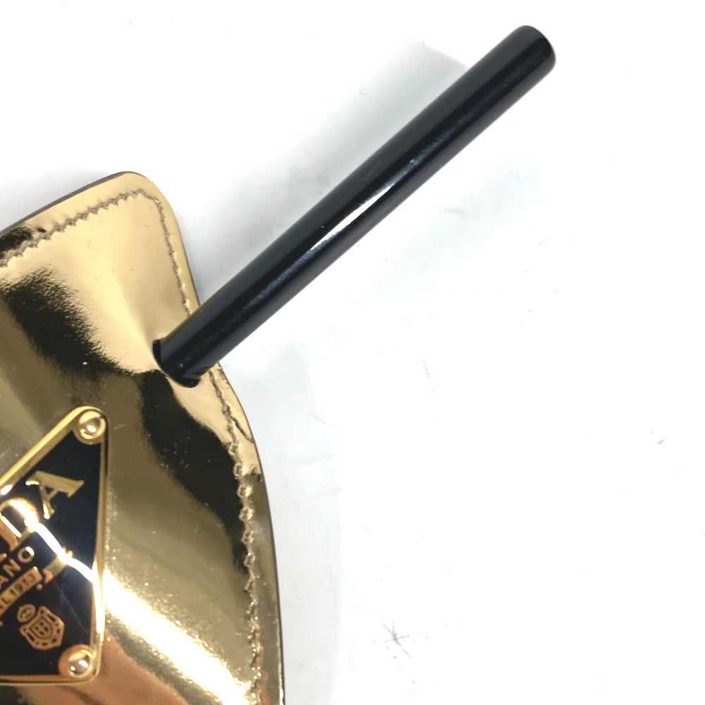 PRADA hair accessory 1IF004 leather gold hair accessory triangle logo Women Used Authentic
