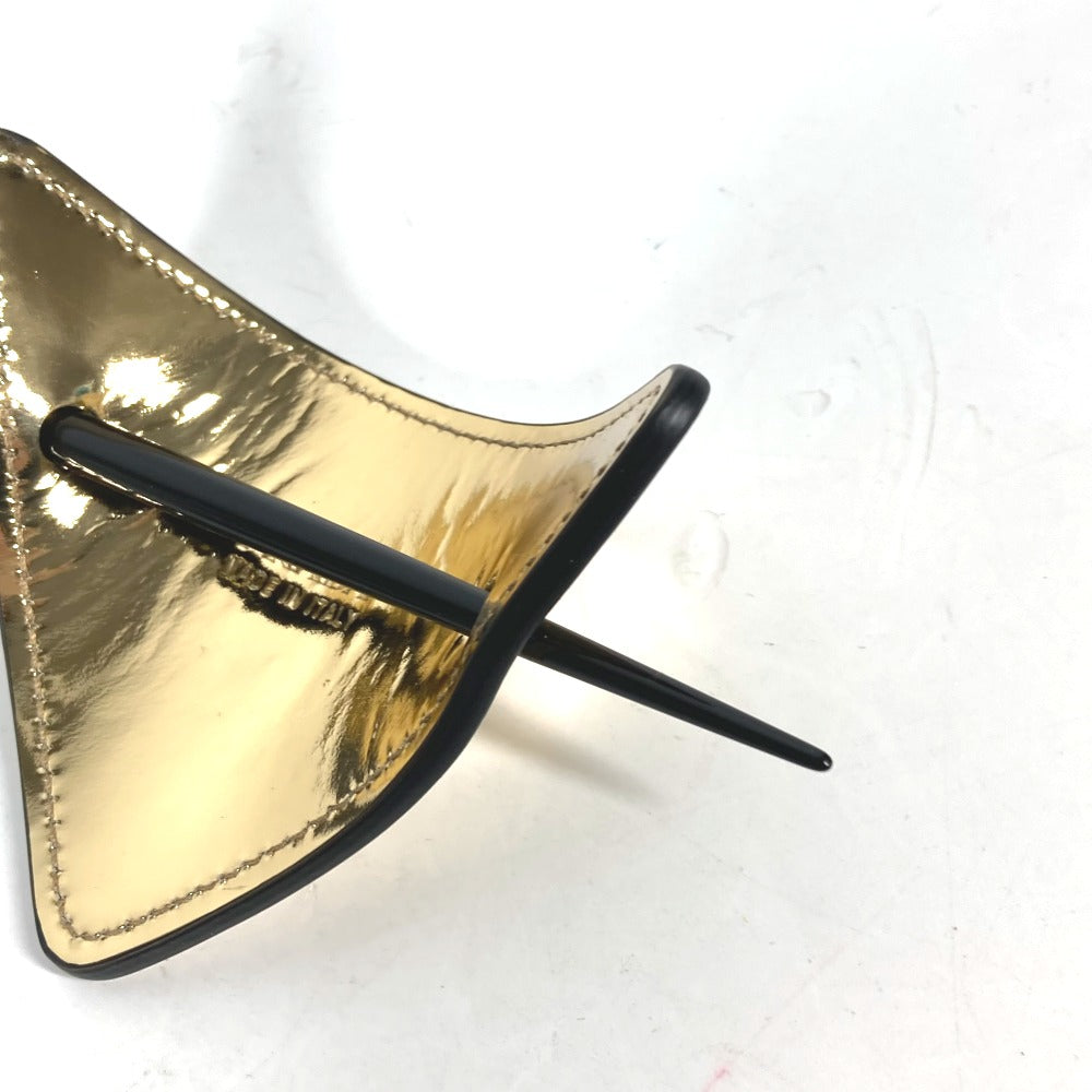 PRADA hair accessory 1IF004 leather gold hair accessory triangle logo Women Used Authentic