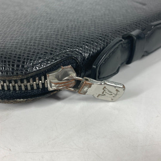 LOUIS VUITTON Long Wallet Purse M30652 Taiga Leather black Taiga Organizer Atoll mens Used Authentic
