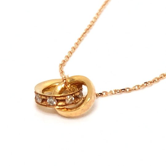 4℃ Necklace 18K Pink Gold gold K18 Diamond W Ring Women Used Authentic