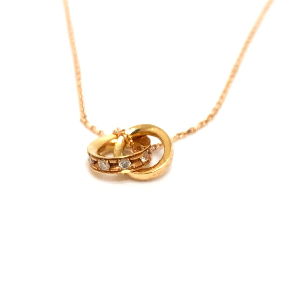 4℃ Necklace 18K Pink Gold gold K18 Diamond W Ring Women Used Authentic