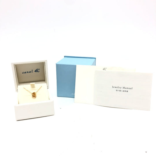 4℃ Necklace 18K Pink Gold gold K18 Diamond W Ring Women Used Authentic