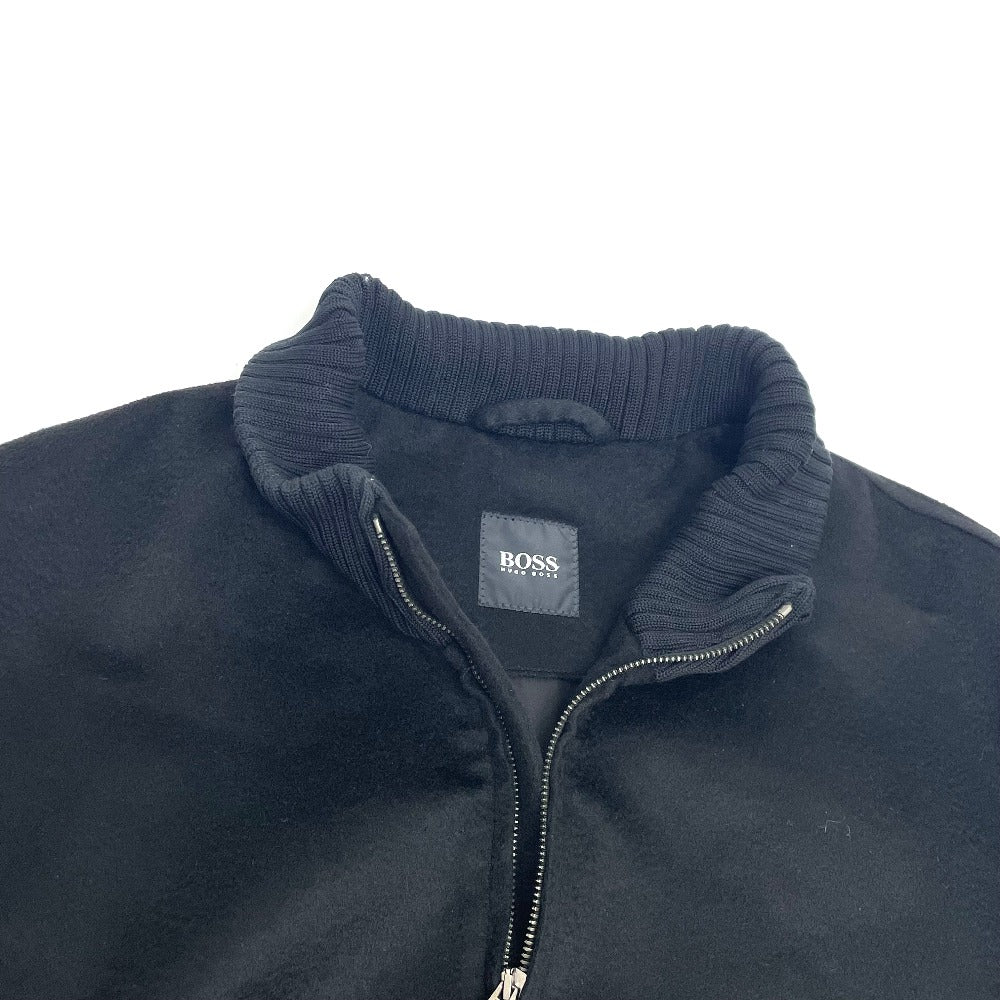 HUGO BOSS Blouson cashmere black Long sleeve zip up double zipper mens 50 Used Authentic