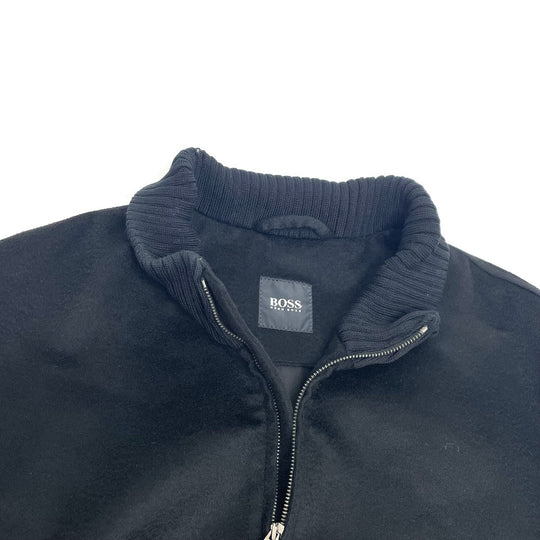 HUGO BOSS Blouson cashmere black Long sleeve zip up double zipper mens 50 Used Authentic