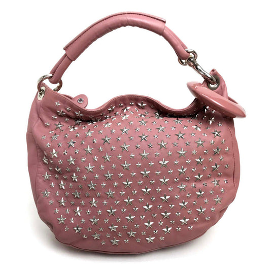 JIMMY CHOO Shoulder Bag Lamb leather / metal pink Star studs stars Sky bag Women Used Authentic