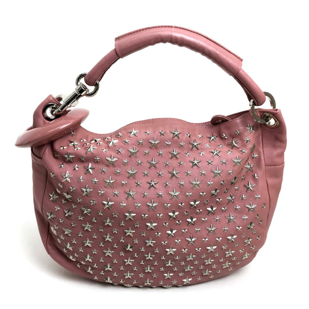 JIMMY CHOO Shoulder Bag Lamb leather / metal pink Star studs stars Sky bag Women Used Authentic