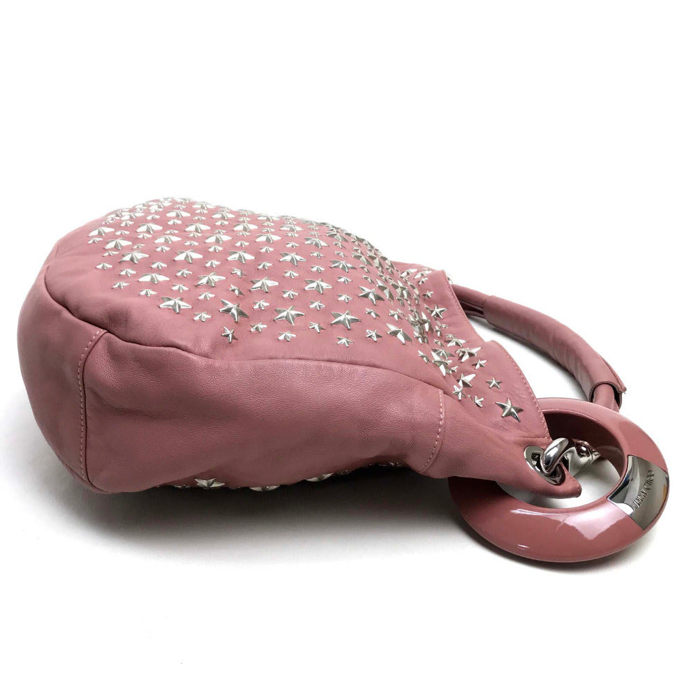 JIMMY CHOO Shoulder Bag Lamb leather / metal pink Star studs stars Sky bag Women Used Authentic
