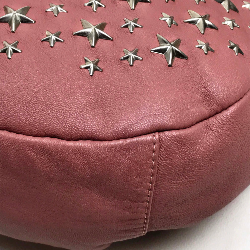 JIMMY CHOO Shoulder Bag Lamb leather / metal pink Star studs stars Sky bag Women Used Authentic