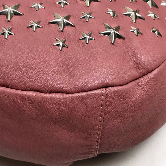 JIMMY CHOO Shoulder Bag Lamb leather / metal pink Star studs stars Sky bag Women Used Authentic