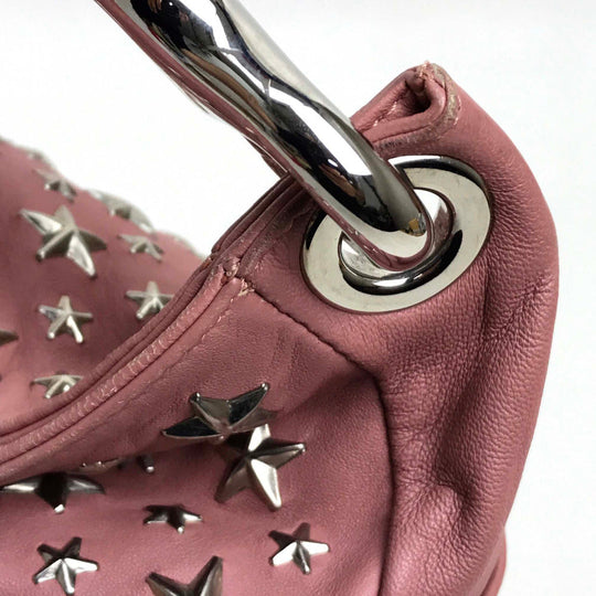 JIMMY CHOO Shoulder Bag Lamb leather / metal pink Star studs stars Sky bag Women Used Authentic