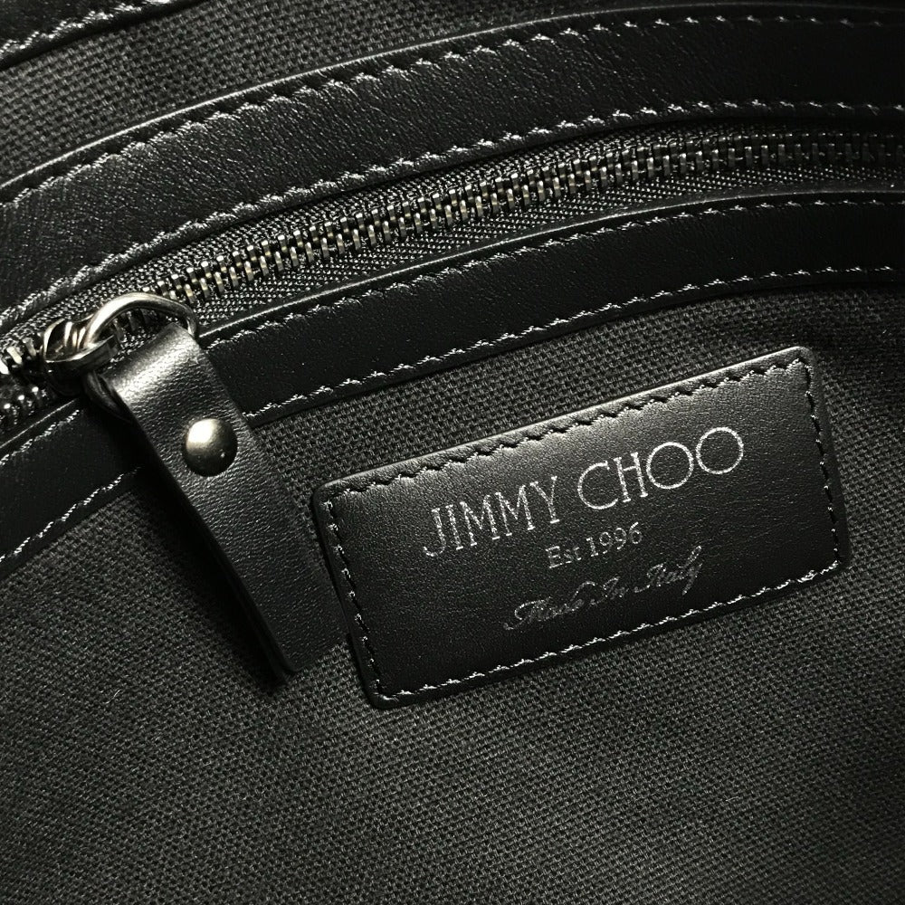 JIMMY CHOO Clutch bag leather White x black Star studs DEREK mens Used Authentic