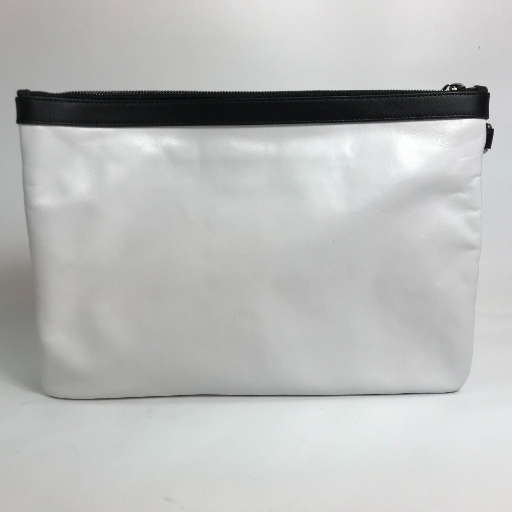 JIMMY CHOO Clutch bag leather White x black Star studs DEREK mens Used Authentic