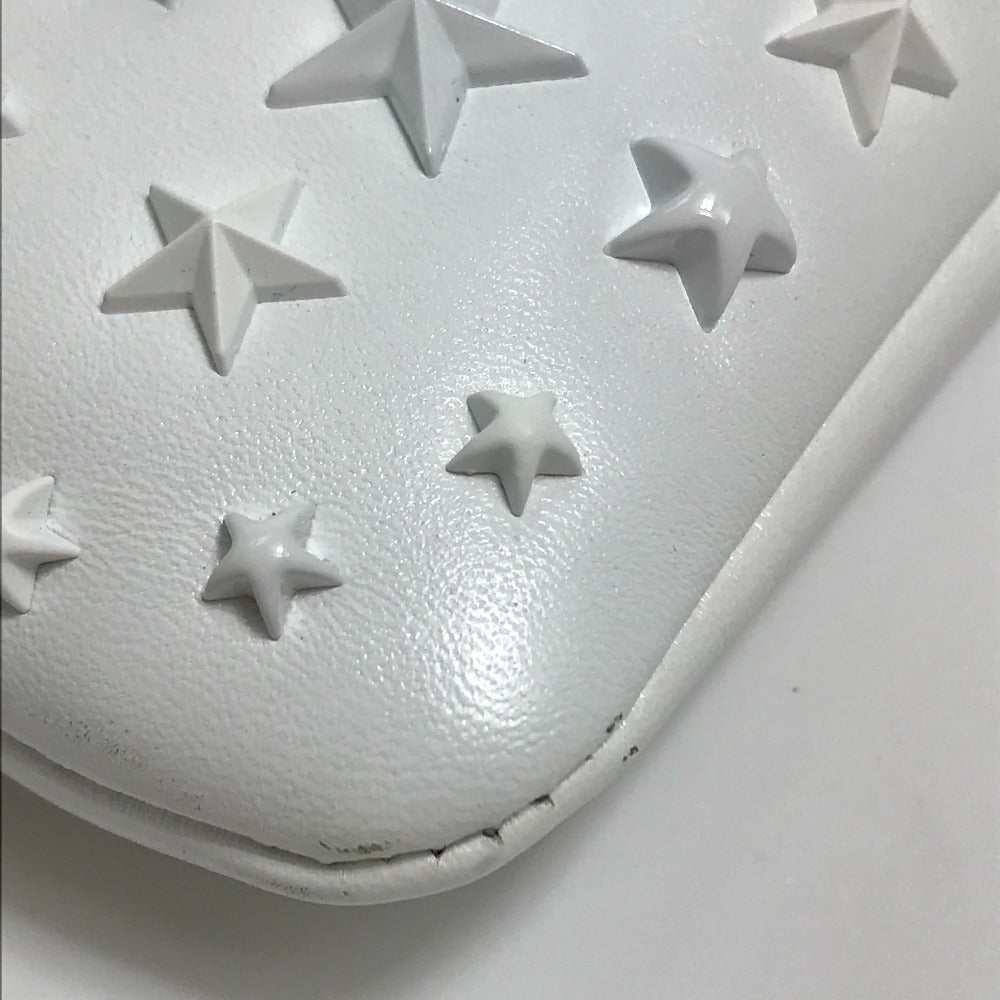 JIMMY CHOO Clutch bag leather White x black Star studs DEREK mens Used Authentic