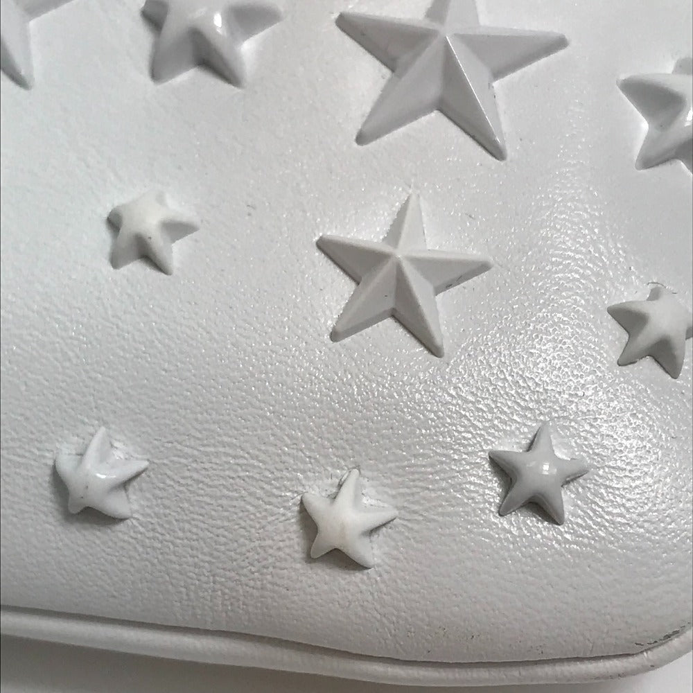 JIMMY CHOO Clutch bag leather White x black Star studs DEREK mens Used Authentic