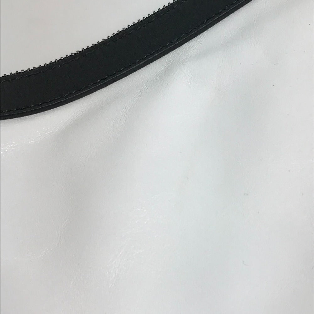 JIMMY CHOO Clutch bag leather White x black Star studs DEREK mens Used Authentic