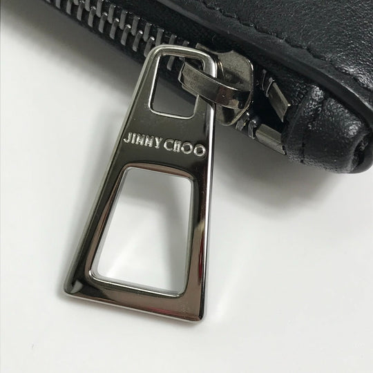 JIMMY CHOO Clutch bag leather White x black Star studs DEREK mens Used Authentic