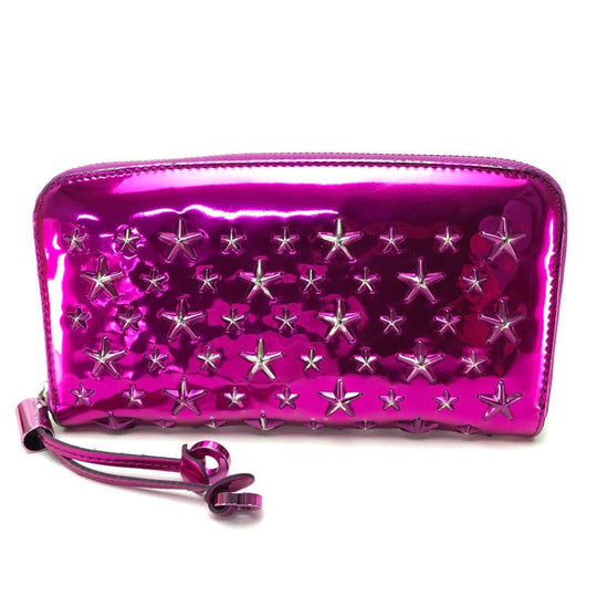 JIMMY CHOO Long Wallet Purse 163FILIPA.CIM Patent leather Metallic purple Zip Around long wallet Wallet unisex(Unisex) Used Authentic