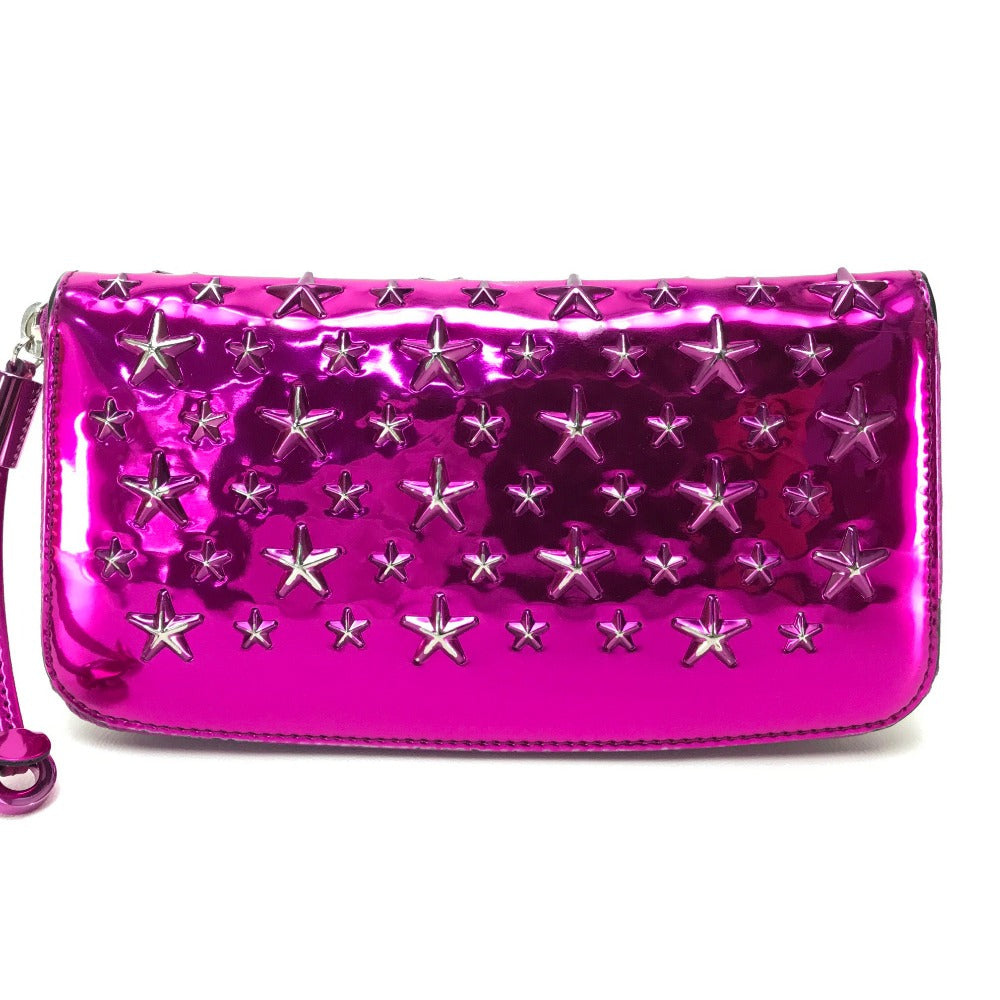 JIMMY CHOO Long Wallet Purse 163FILIPA.CIM Patent leather Metallic purple Zip Around long wallet Wallet unisex(Unisex) Used Authentic