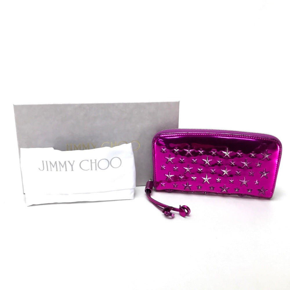 JIMMY CHOO Long Wallet Purse 163FILIPA.CIM Patent leather Metallic purple Zip Around long wallet Wallet unisex(Unisex) Used Authentic