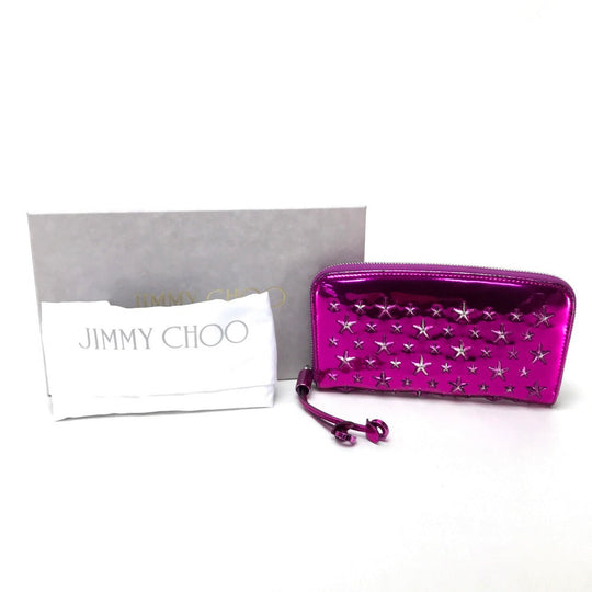 JIMMY CHOO Long Wallet Purse 163FILIPA.CIM Patent leather Metallic purple Zip Around long wallet Wallet unisex(Unisex) Used Authentic
