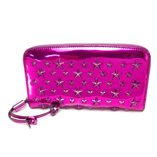 JIMMY CHOO Long Wallet Purse 163FILIPA.CIM Patent leather Metallic purple Star stud filipa Wallet unisex(Unisex) Used Authentic