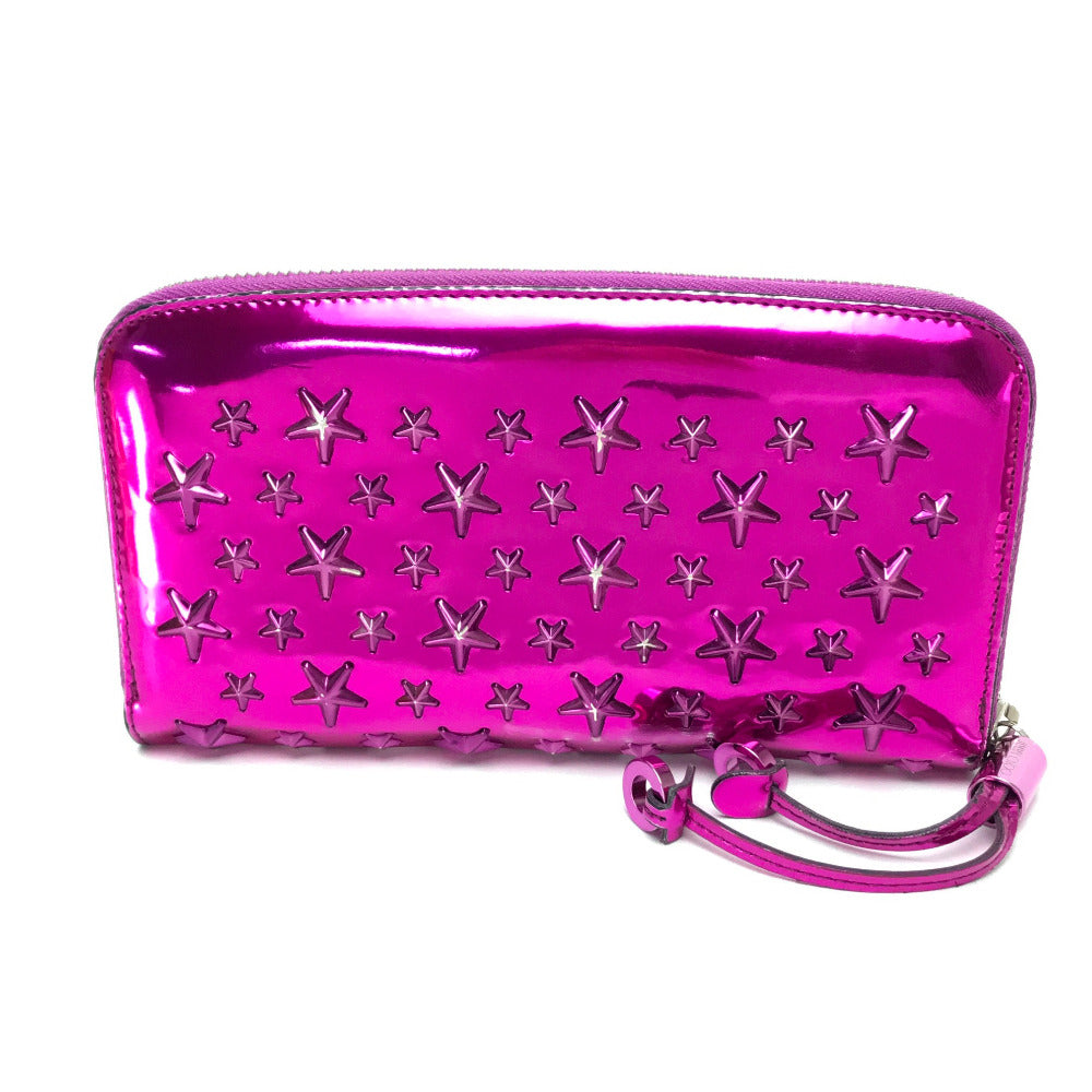 JIMMY CHOO Long Wallet Purse 163FILIPA.CIM Patent leather Metallic purple Star stud filipa Wallet unisex(Unisex) Used Authentic