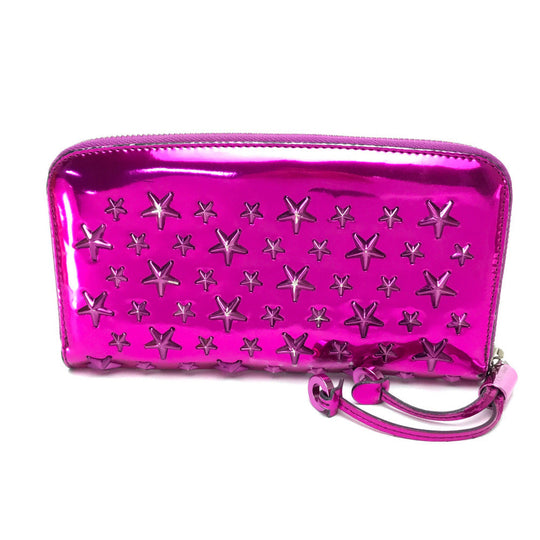 JIMMY CHOO Long Wallet Purse 163FILIPA.CIM Patent leather Metallic purple Star stud filipa Wallet unisex(Unisex) Used Authentic
