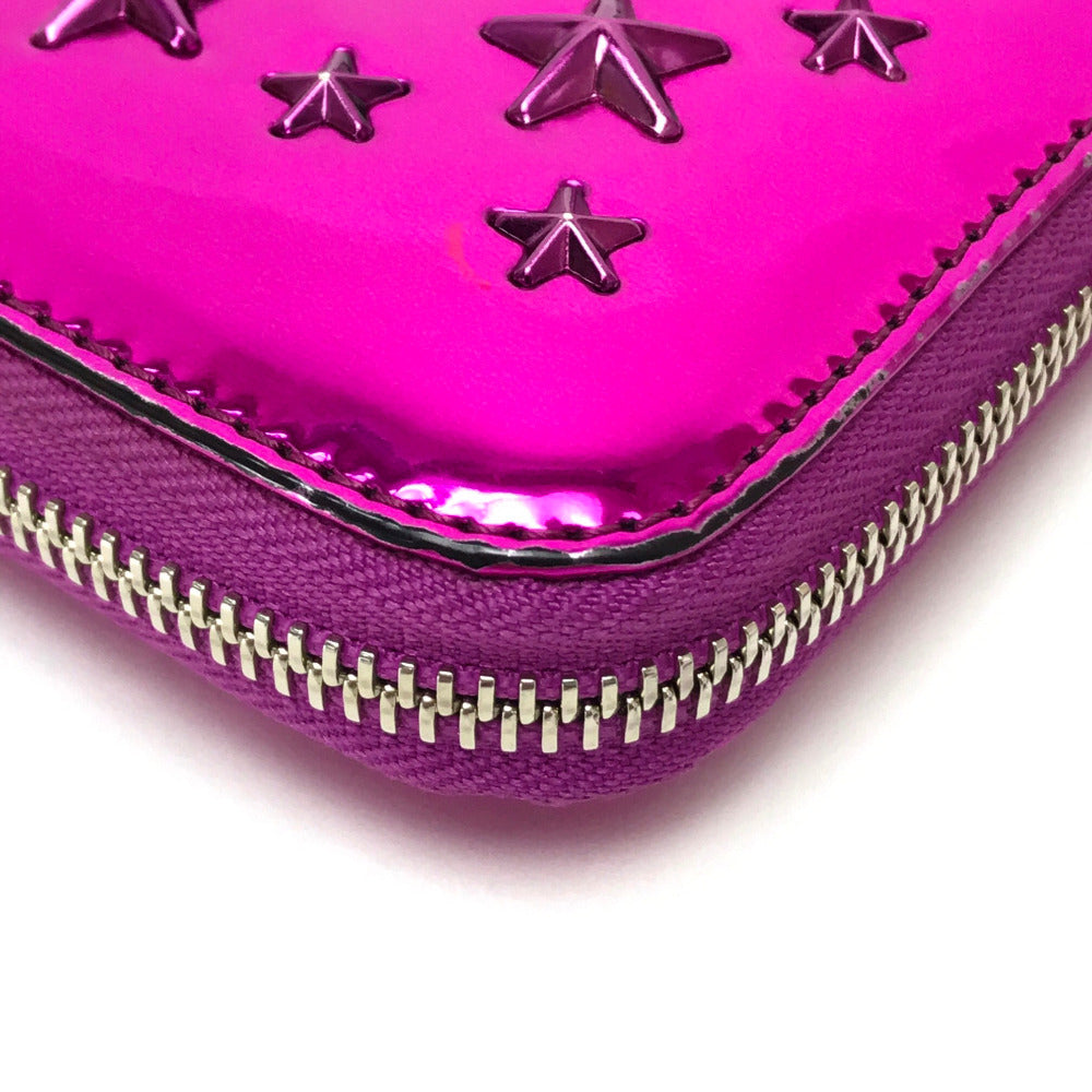 JIMMY CHOO Long Wallet Purse 163FILIPA.CIM Patent leather Metallic purple Star stud filipa Wallet unisex(Unisex) Used Authentic