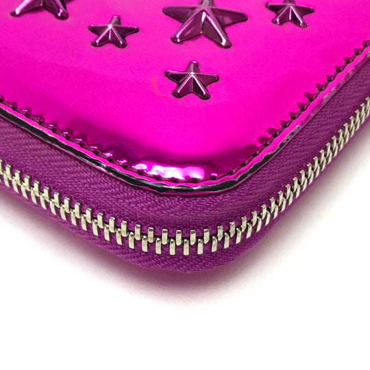 JIMMY CHOO Long Wallet Purse 163FILIPA.CIM Patent leather Metallic purple Star stud filipa Wallet unisex(Unisex) Used Authentic