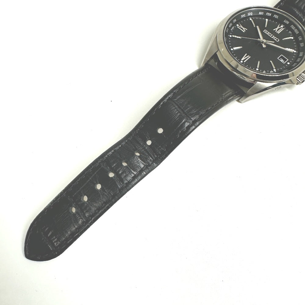 SEIKO Watches Solar Powered Radio Watch 7B75-0AB0 Stainless Steel Silver Seiko Selection Solar Powered black dial mens Used Authentic