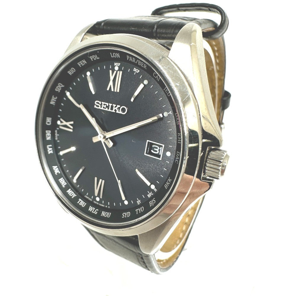 SEIKO Watches Solar Powered Radio Watch 7B75-0AB0 Stainless Steel Silver Seiko Selection Solar Powered black dial mens Used Authentic