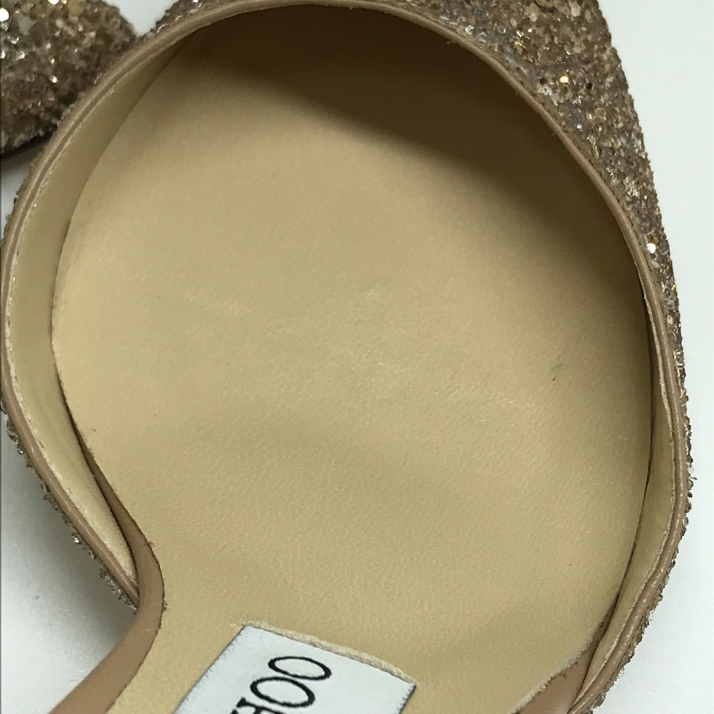 JIMMY CHOO Sandals Sequin beige shoes strap Women 35 1/2 Used Authentic