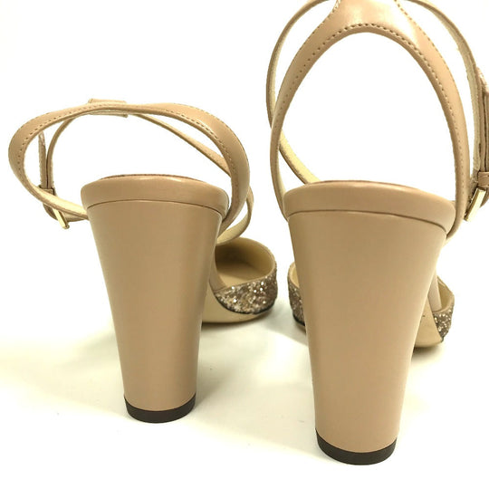 JIMMY CHOO Sandals Sequin beige shoes strap Women 35 1/2 Used Authentic