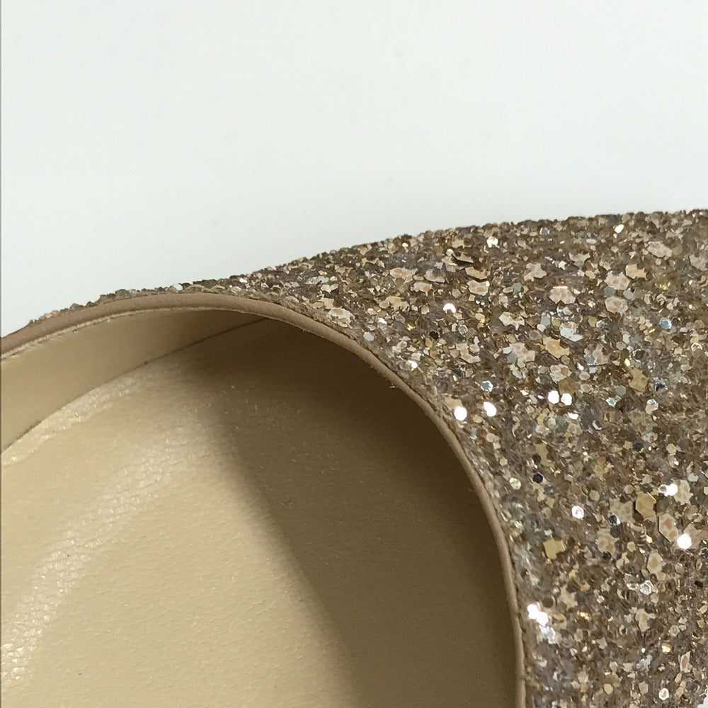 JIMMY CHOO Sandals Sequin beige shoes strap Women 35 1/2 Used Authentic