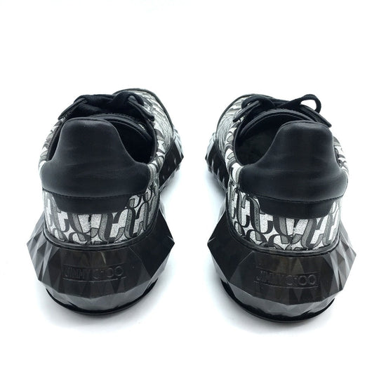 JIMMY CHOO sneakers leather Silverx black diamond 20Stainless Steel 193 Women 37 Used Authentic