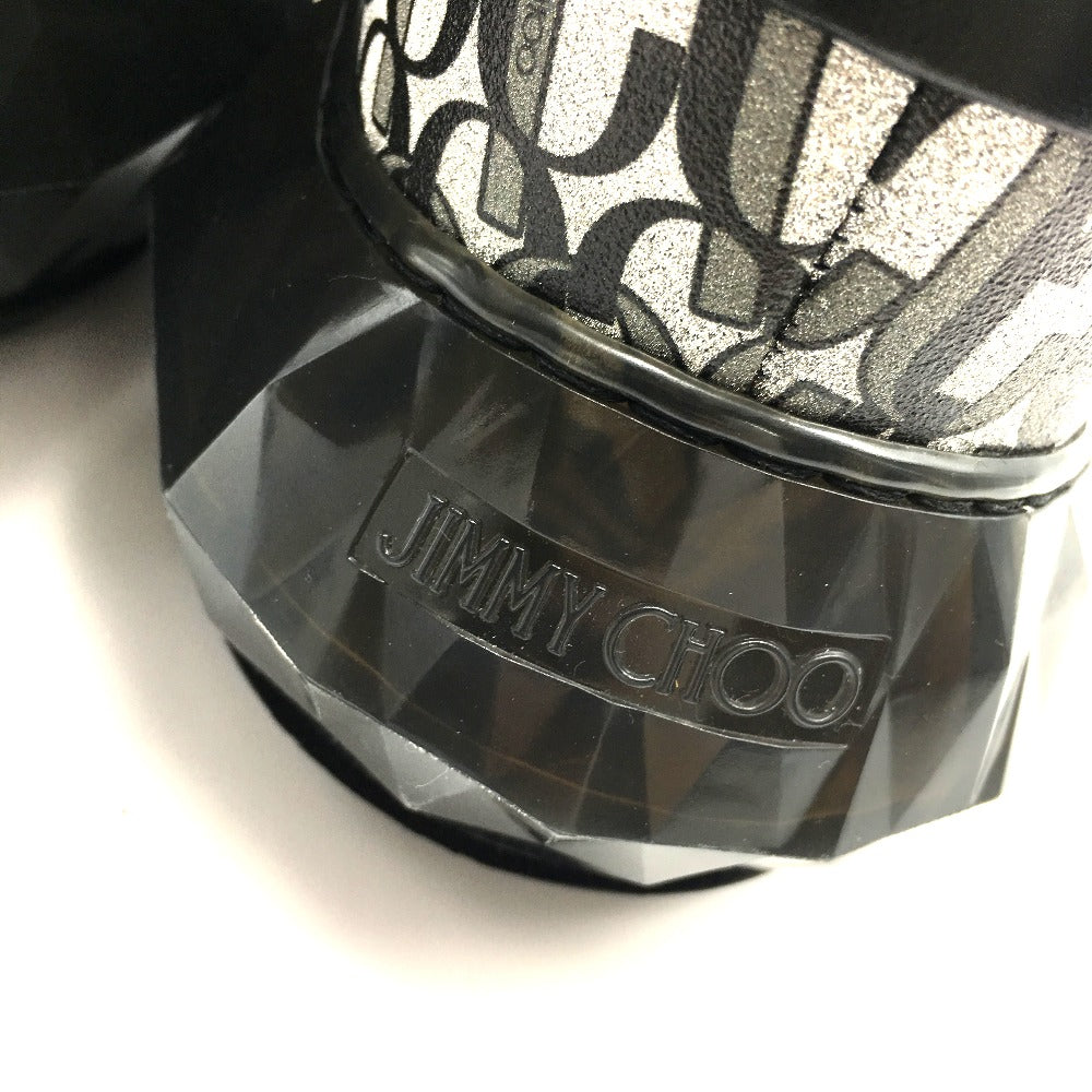 JIMMY CHOO sneakers leather Silverx black diamond 20Stainless Steel 193 Women 37 Used Authentic
