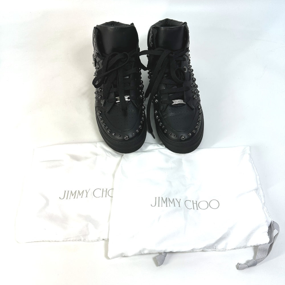 JIMMY CHOO sneakers leather black Leather shoes studded string 41
