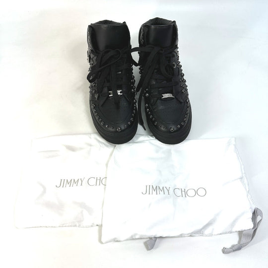 JIMMY CHOO sneakers leather black Leather shoes studded string 41
