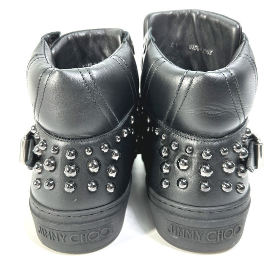 JIMMY CHOO sneakers leather black Leather shoes studded string 41