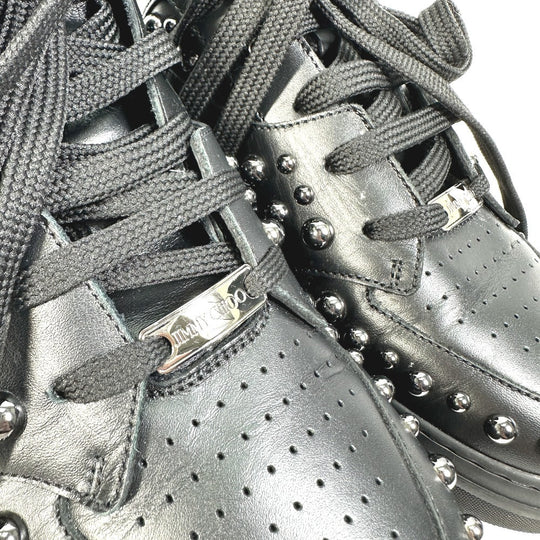 JIMMY CHOO sneakers leather black Leather shoes studded string 41