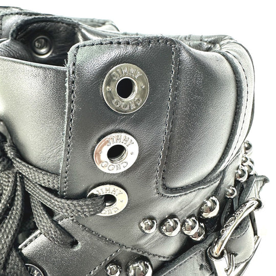 JIMMY CHOO sneakers leather black Leather shoes studded string 41