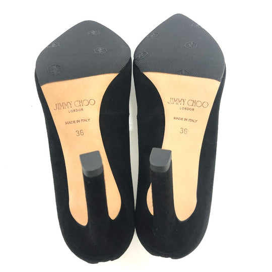 JIMMY CHOO pumps suede black With fur Women 36 Used Authentic