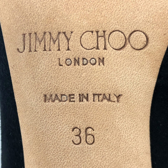 JIMMY CHOO pumps suede black With fur Women 36 Used Authentic