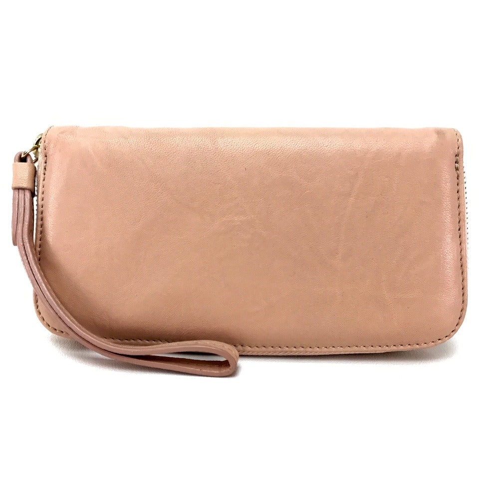 JIMMY CHOO Long Wallet Purse lambskin pink beige With Strap Wallet/long wallet Women Used Authentic