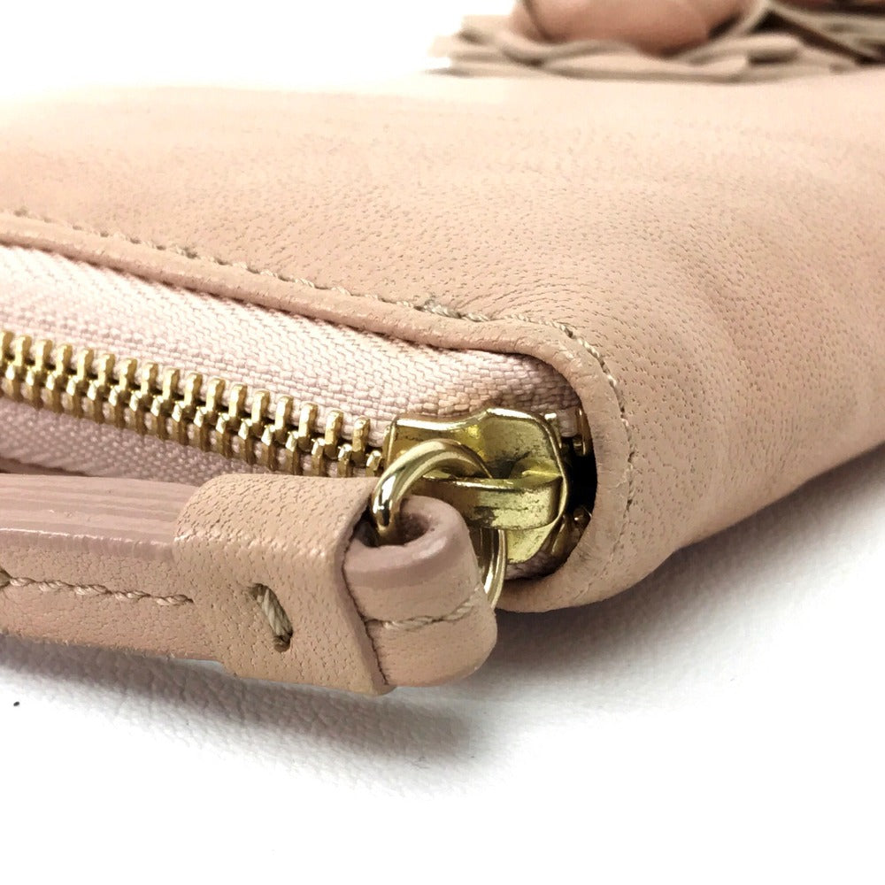 JIMMY CHOO Long Wallet Purse lambskin pink beige With Strap Wallet/long wallet Women Used Authentic