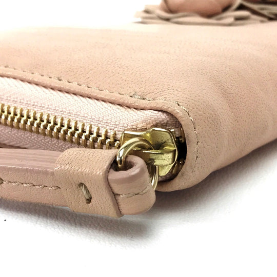 JIMMY CHOO Long Wallet Purse lambskin pink beige With Strap Wallet/long wallet Women Used Authentic
