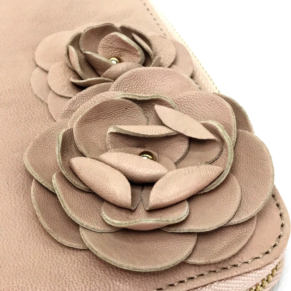 JIMMY CHOO Long Wallet Purse lambskin pink beige With Strap Wallet/long wallet Women Used Authentic