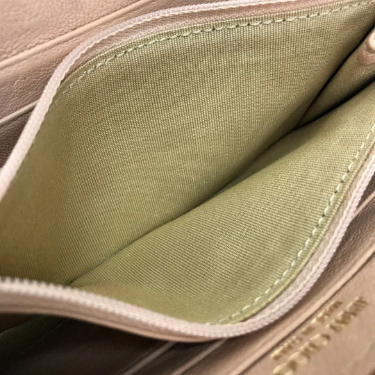 JIMMY CHOO Long Wallet Purse lambskin pink beige With Strap Wallet/long wallet Women Used Authentic