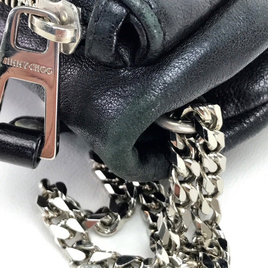 JIMMY CHOO Shoulder Bag leather black quilting Men's Women unisex(Unisex) Used Authentic