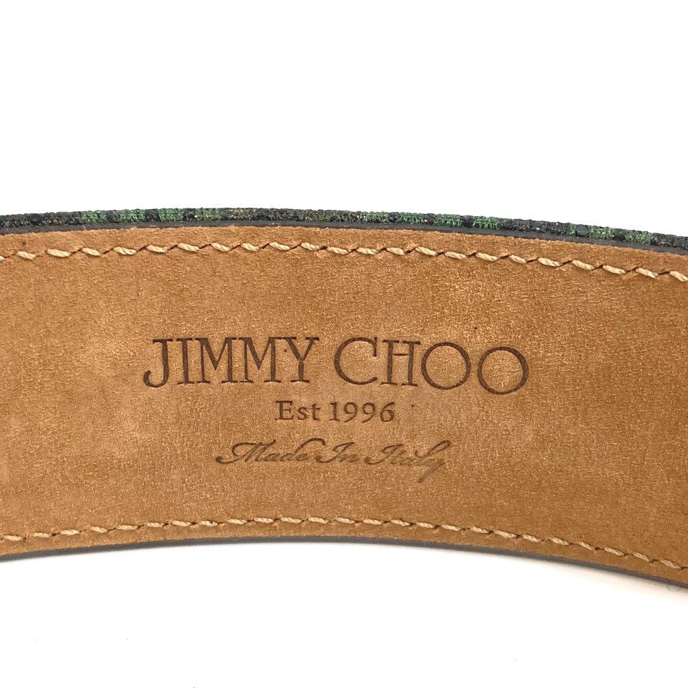 JIMMY CHOO belt canvas green buckle Overall handle mens 90 Used Authentic